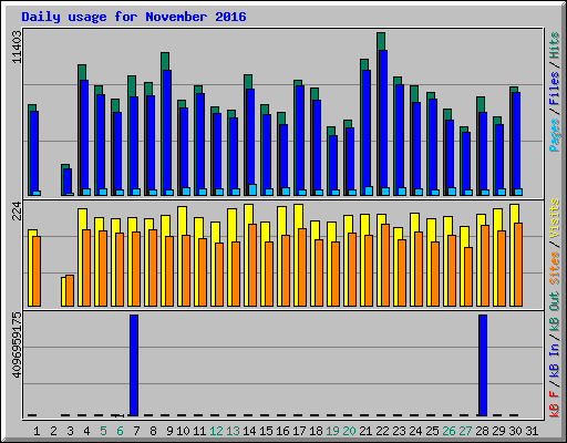 Daily usage for November 2016