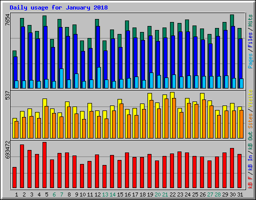 Daily usage for January 2018