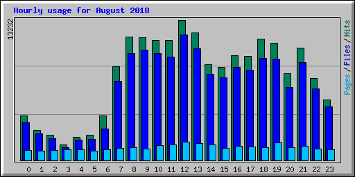 Hourly usage for August 2018